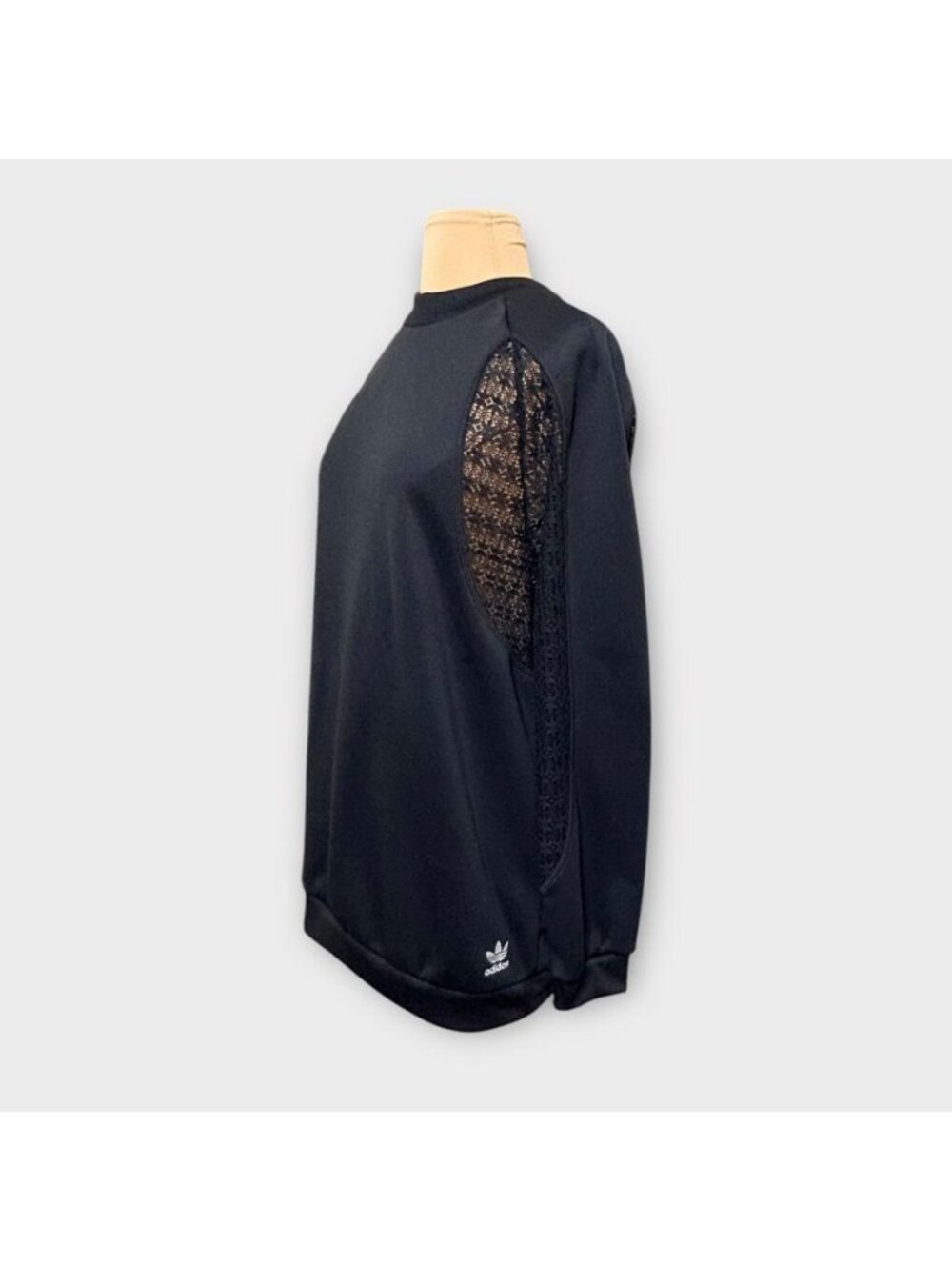 NEW Lace Oversized Pullover Adidas S Black Sheer Athleisure NWT Cozy Sweatshirt